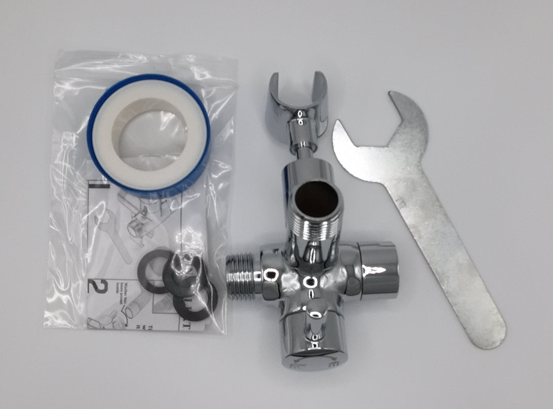 AS Shower head 3-Way Valve Diverter - Chrome Finish