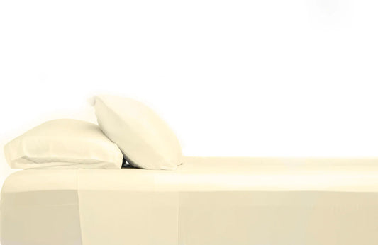 100% Bamboo Luxury Sheet in Cream Fitted on a Bed